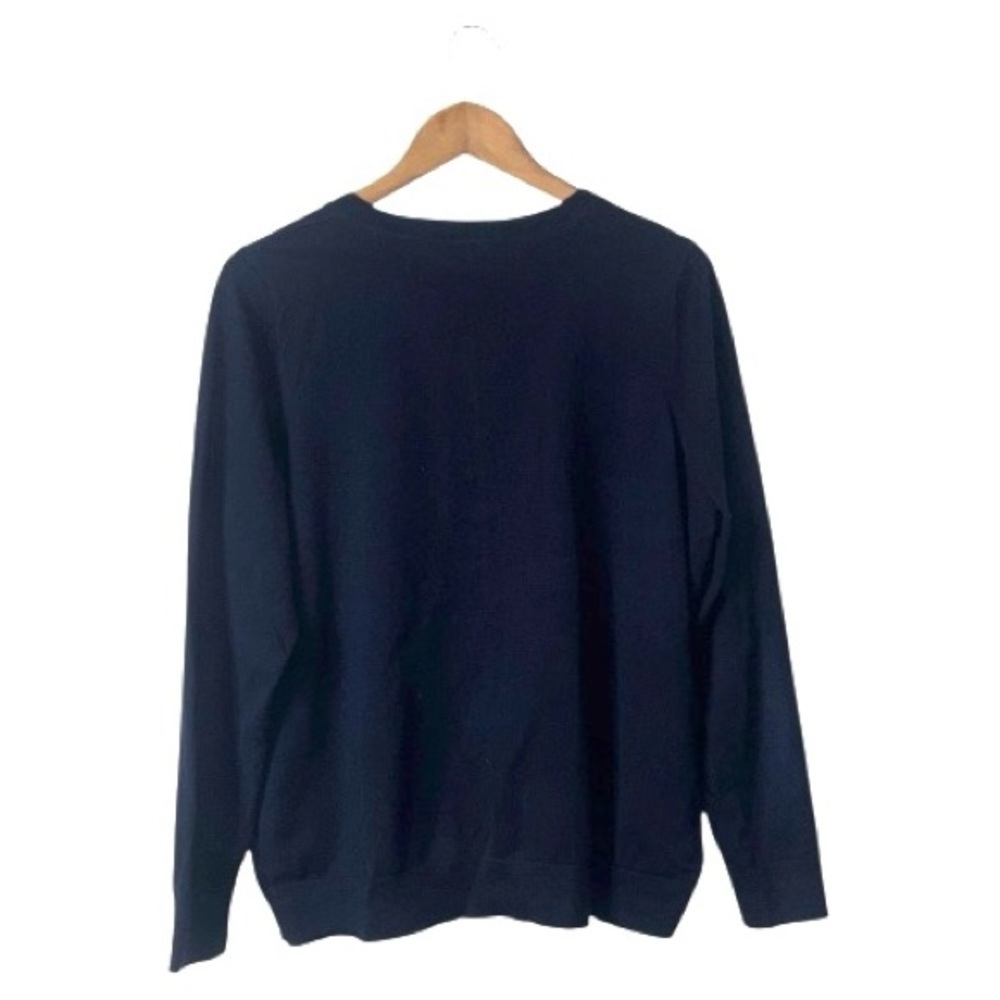 Talbots Navy Blue Cardigan Sweater Pima Cotton Lycra Dark Academia Office Work - Picture 2 of 5